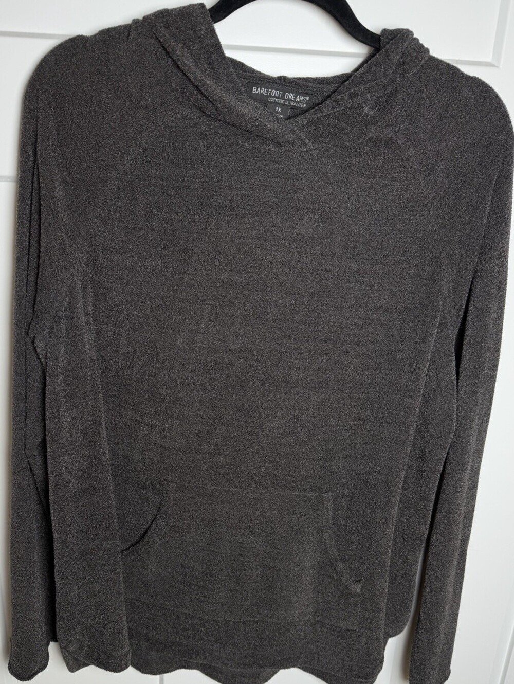 Barefoot Dreams CozyChic Ultra Lite Hoodie Womens 1X Gray Pullover Pocket